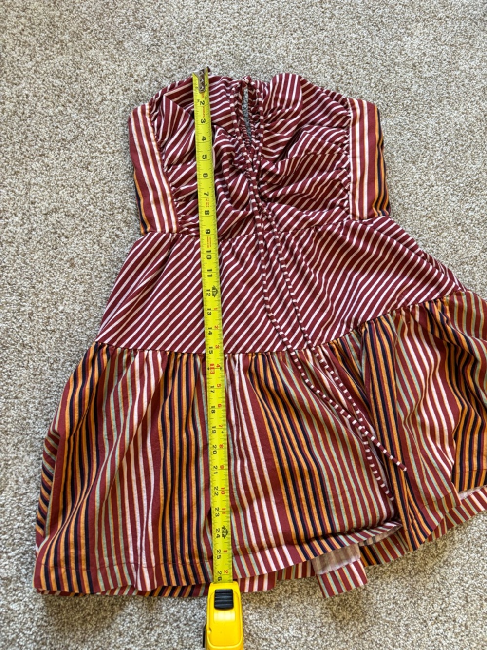 Emily Halter Mini Dress Stripped Summer Boho Size Medium Anthropologie - Picture 12 of 14